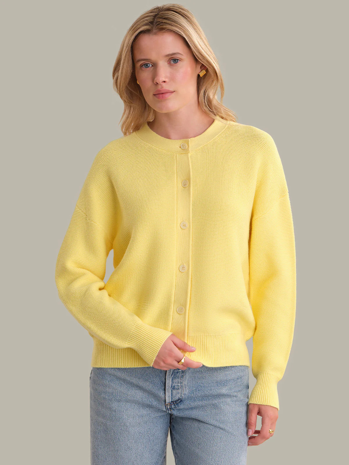Emy: Crewneck Cotton Cardigan | 525 America
