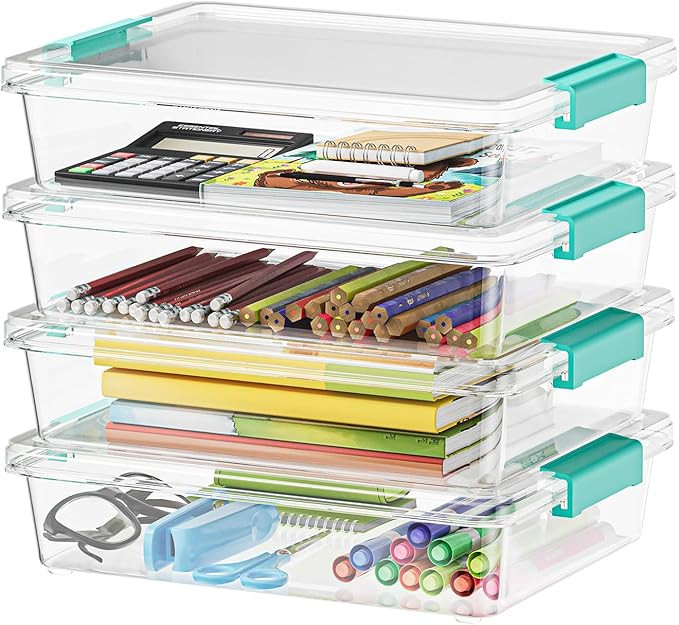 SpaceAid 6 Qt Plastic Storage Bins with Lids, Clear Sensory Bin Craft Organizers and Storage, Sta... | Amazon (US)