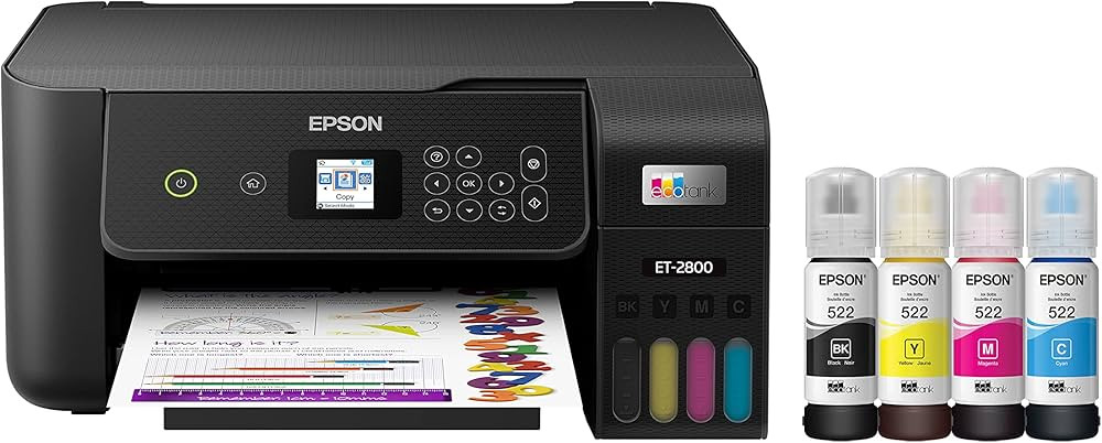 Epson EcoTank ET-2800 Wireless Color All-in-One Cartridge-Free Supertank Printer with Scan and Co... | Amazon (US)