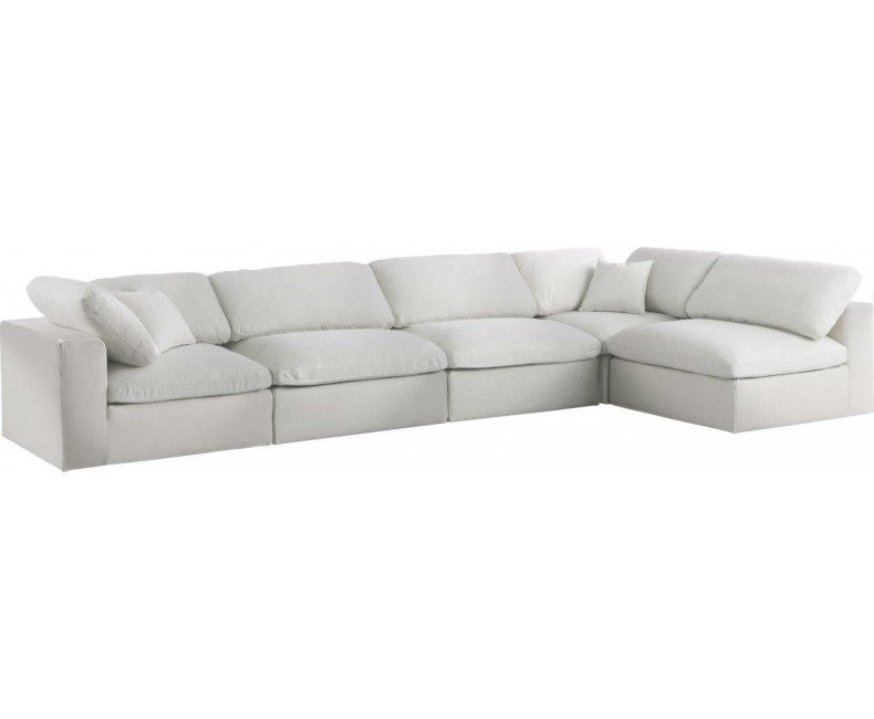 Serene Cream Linen Fabric Deluxe Cloud Modular Sectional 601Cream-Sec5D | 1stopbedrooms