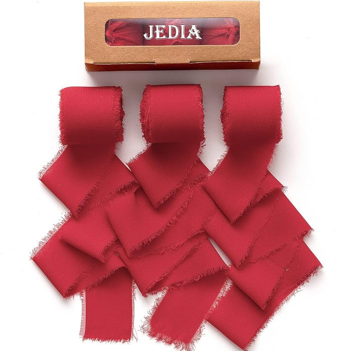 3 Rolls Christmas Chiffon Ribbons for Flower Bouquet, 1 1/2 inch x 7Yd Gift Red Ribbon for Gradua... | Amazon (US)