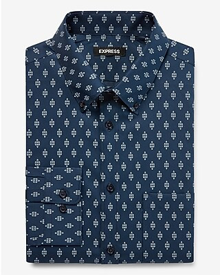 Slim Geo Print Wrinkle-Resistant Performance Dress Shirt | Express