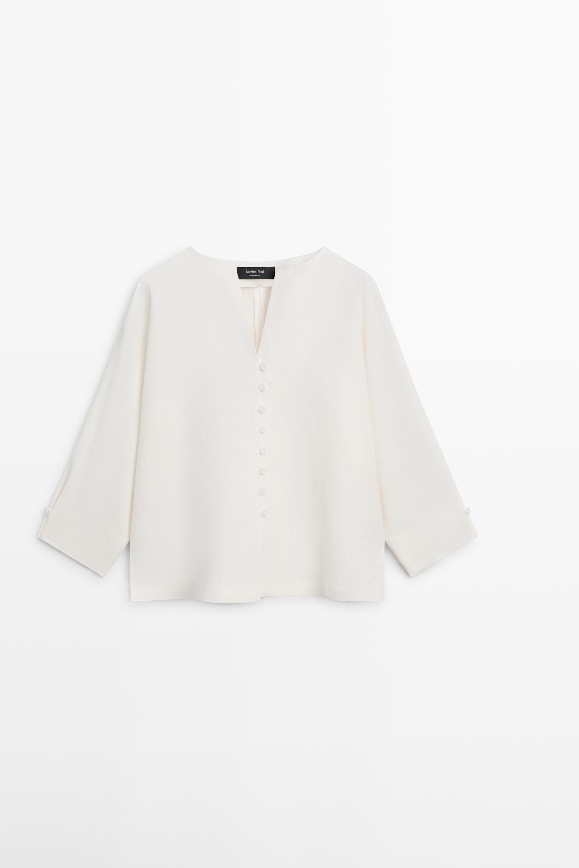 Linen jacket with button details | Massimo Dutti US