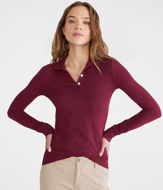 Long Sleeve Uniform Piqué Polo | Aeropostale