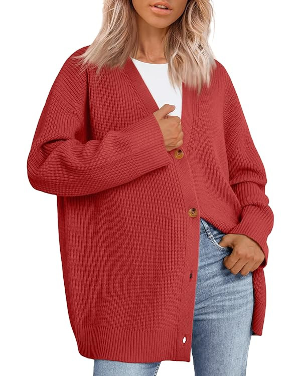 LILLUSORY Women Oversized Cardigan Sweater Fall Outfits Cloth Fashion V Neck Knit Button Front Ca... | Amazon (US)