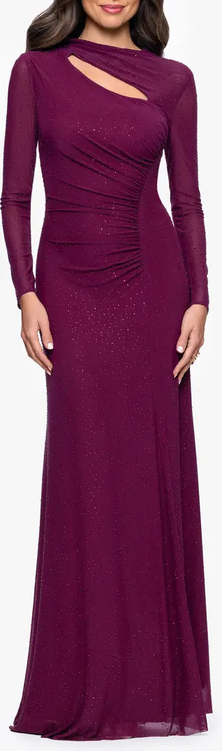 Studded Cutout Long Sleeve Gown | Nordstrom