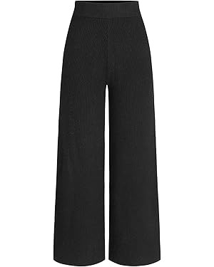 CIDER Wool-Blend Knitted Mid Waist Wide Leg Trousers | Amazon (US)
