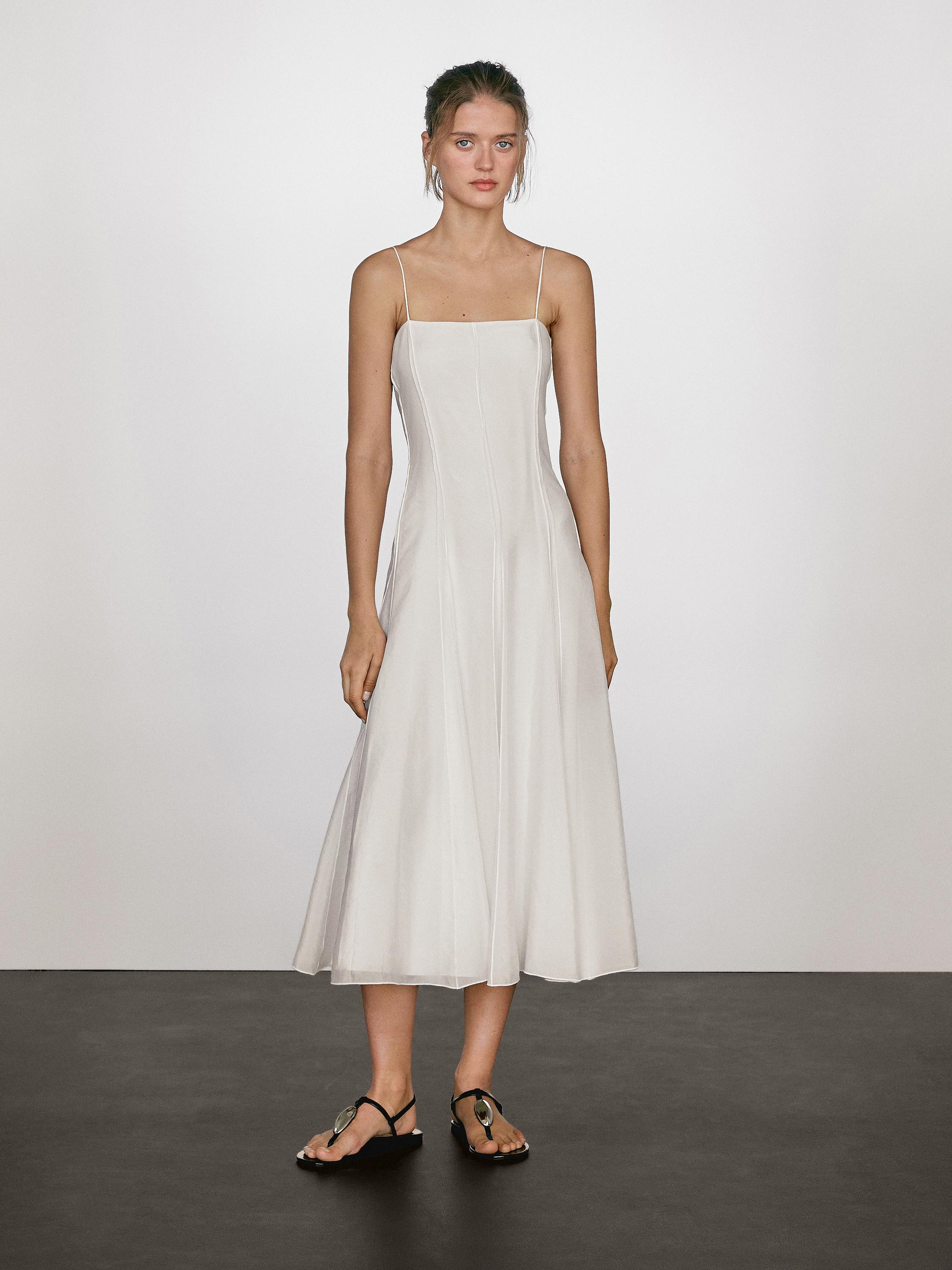 Flowing strappy midi dress | Massimo Dutti US