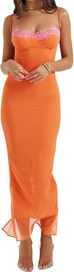 Womens Birthday Slip Long Dresses Sexy Prom Sleeveless Backless Bodycon Party Maxi Dress | Amazon (US)