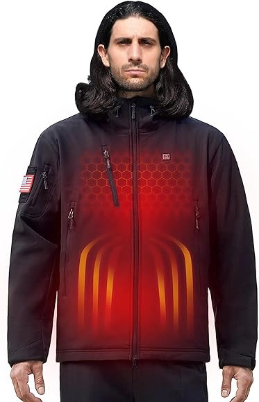 DIYZI Heated Jacket for Men Heats Up To 10 Hours Windproof Waterproof Soft Shell with 12V 15000mA... | Amazon (US)