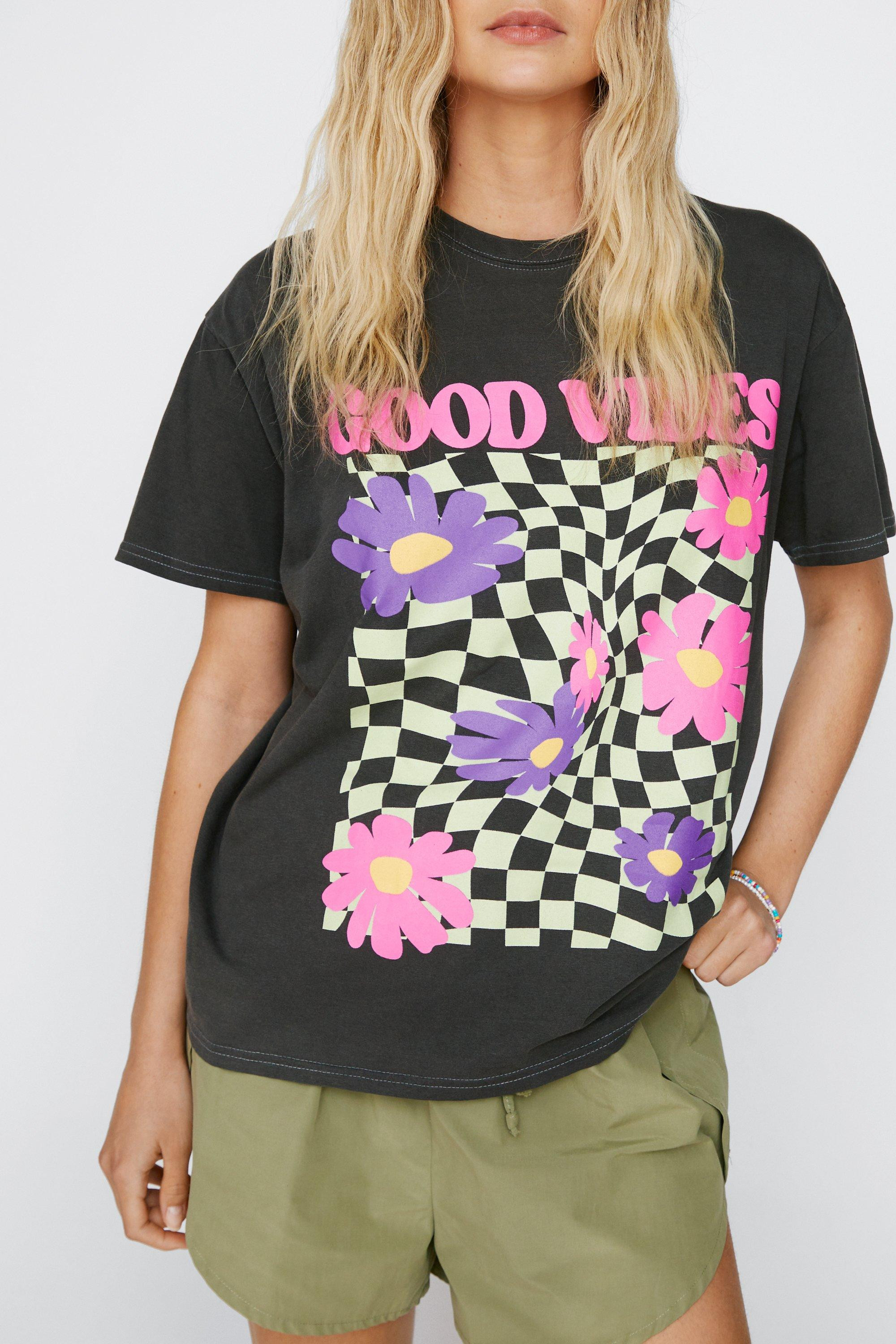 Good Vibes Overdyed Graphic T-shirt | Nasty Gal (US)