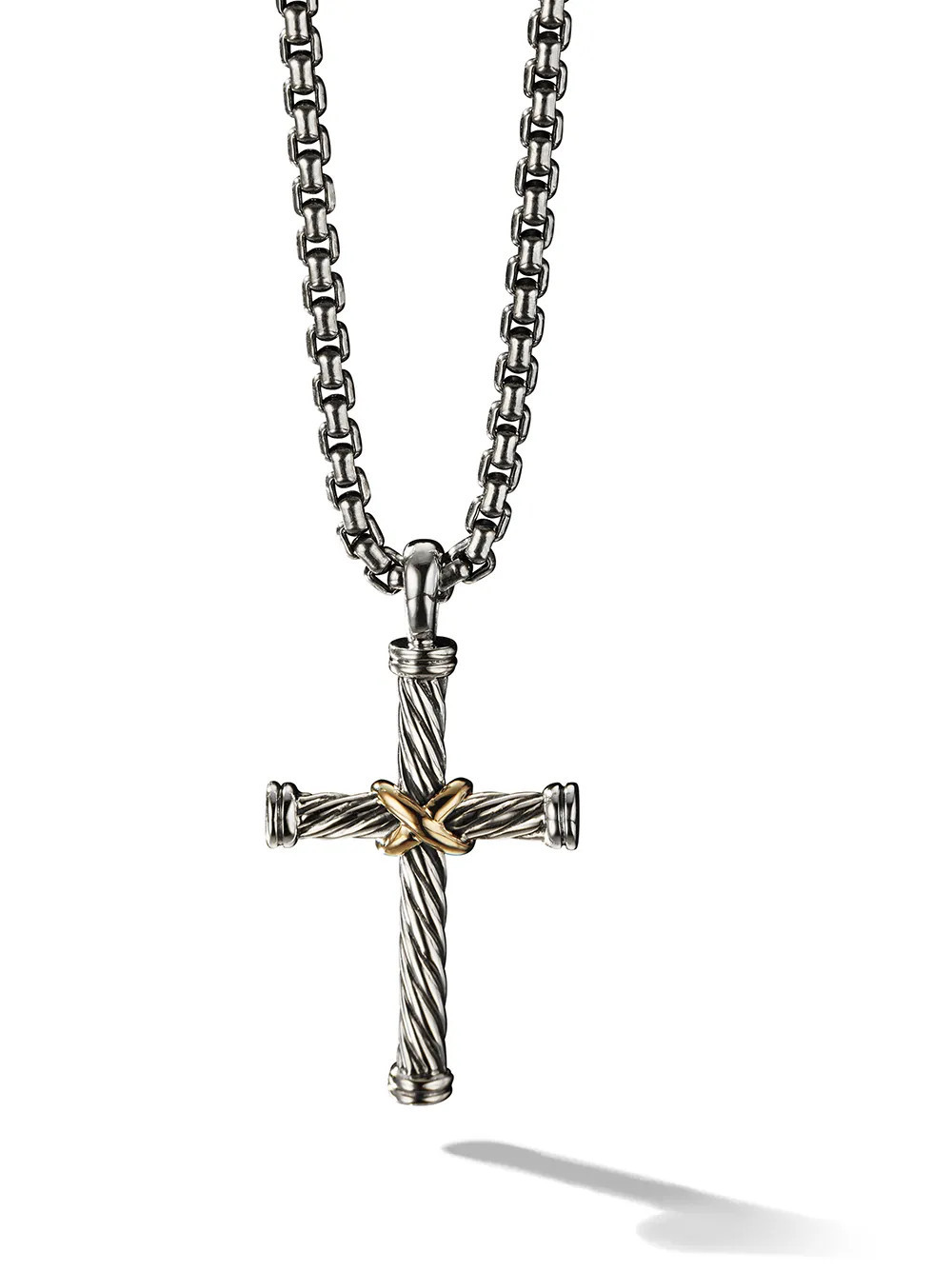 David Yurman 18kt yellow gold and sterling silver Cable Cross pendant - S8 | Farfetch Global