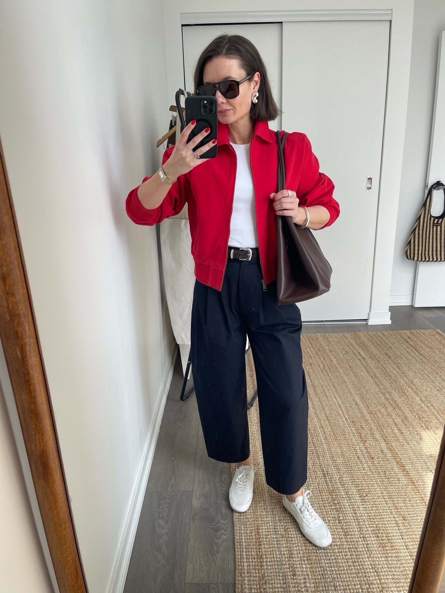 Casual Saturday look. My navy barrel pants are old but I linked similar, and this red bomber is the perfect pop of colour to any outfit! 

Bomber - size S

#LTKsummer #LTKcanada