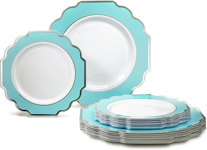 " OCCASIONS" 50 Plates Pack (25 Guests)-Heavyweight Wedding Party Disposable Plastic Plate Set -(25  | Amazon (US)