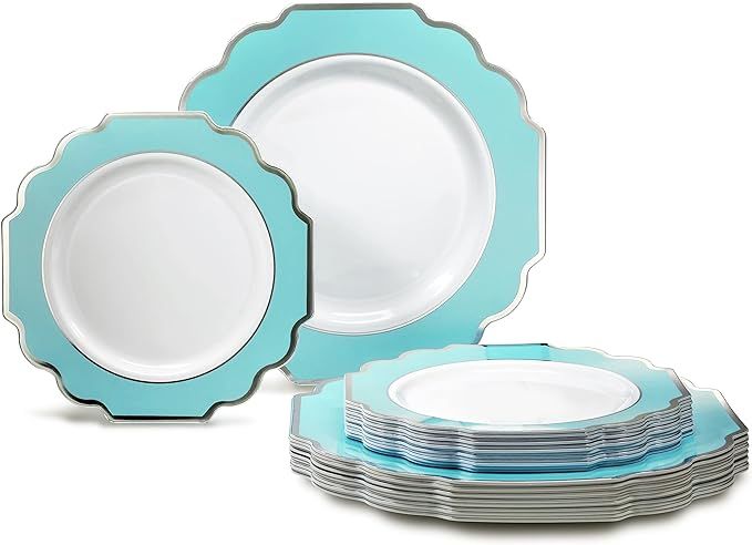 " OCCASIONS" 50 Plates Pack (25 Guests)-Heavyweight Wedding Party Disposable Plastic Plate Set -(25  | Amazon (US)