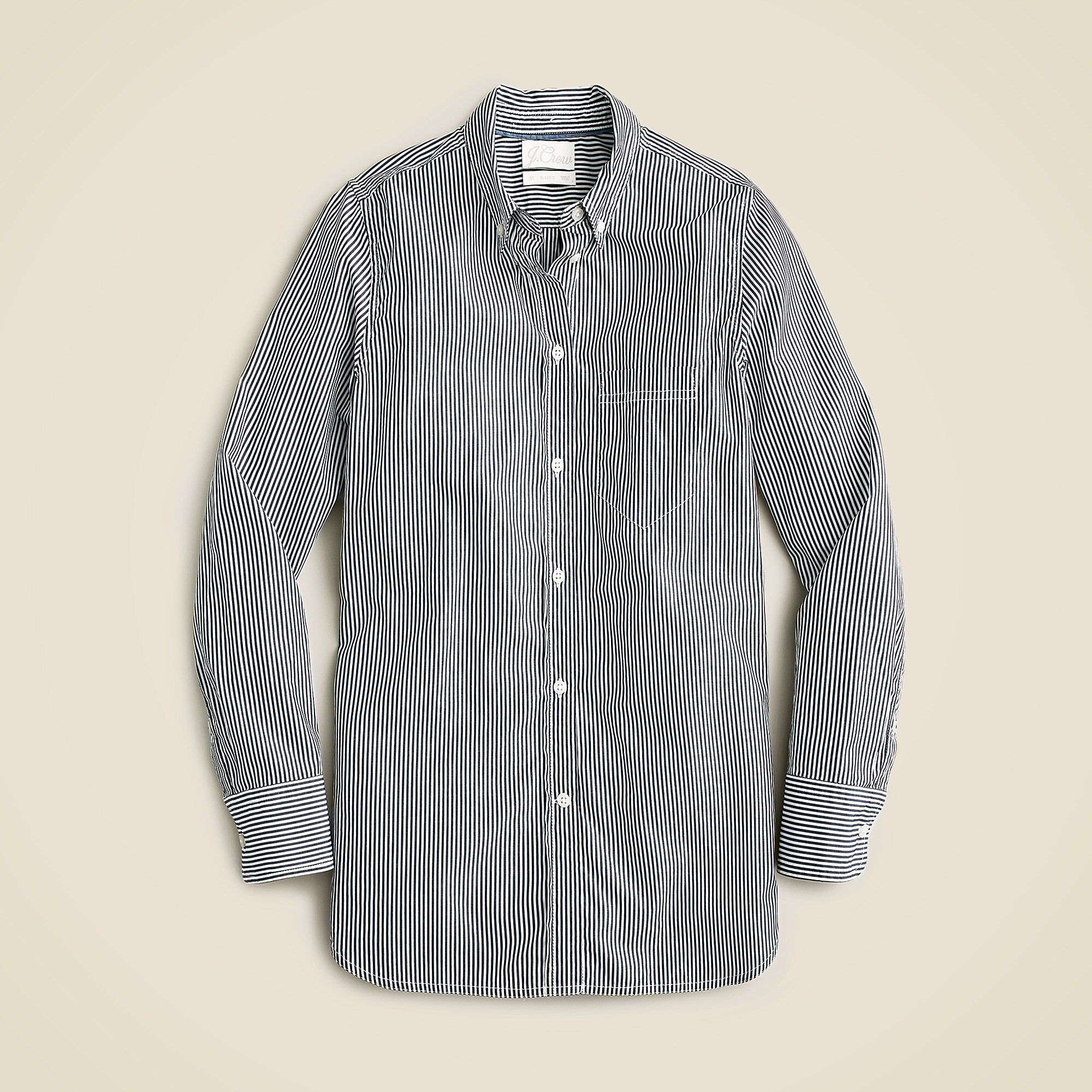 Classic-fit washed cotton poplin shirt in stripe | J. Crew US