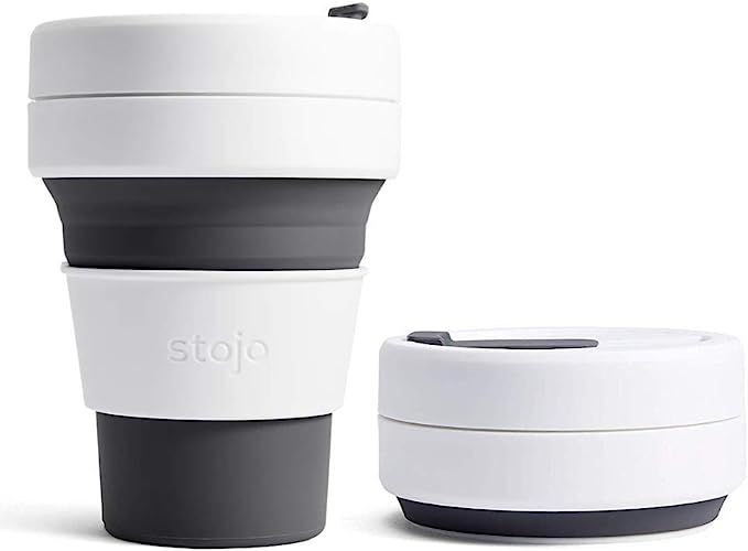 Stojo On The Go Coffee Cup | Pocket Size Collapsible Silicone Travel Cup – Slate Gray, 12oz / 3... | Amazon (US)