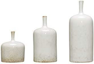 Creative Co-Op Small Cream Stoneware Reactive Glaze Finish (Each one Will Vary) Vases, White | Amazon (US)