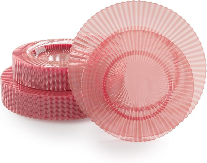 Exquisite 40 Piece Plastic Disposable Plates Set For 20 Guests I 20 X 9 Inch & 20 X 11 Inch Dispo... | Amazon (US)