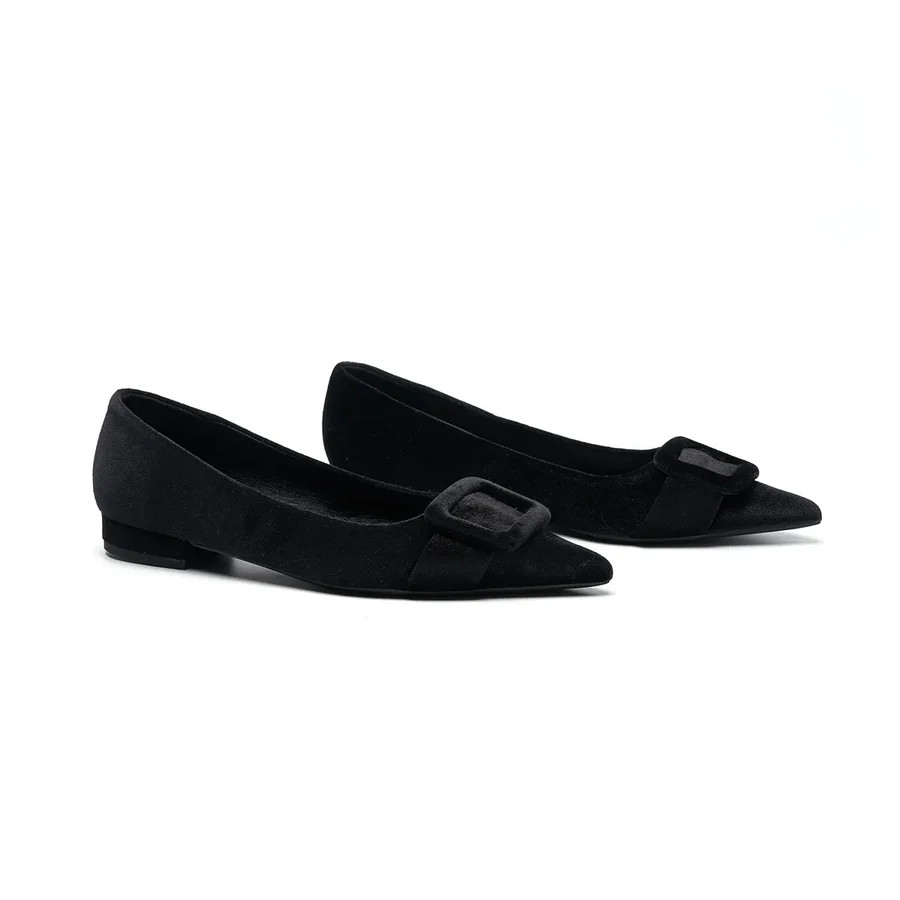 Square Buckle Velvet Flats (Aida) | C.Paravano | cparavano