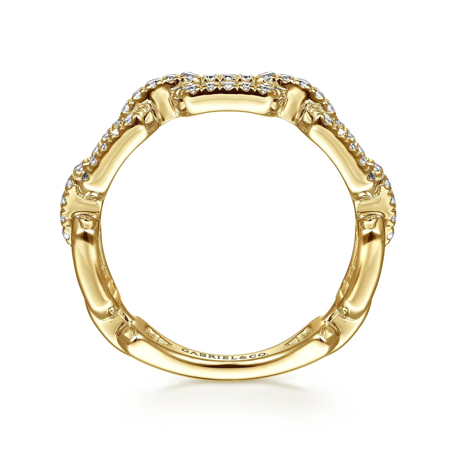 14K Yellow Gold Pavé Diamond Chain Link Ring Band | Gabriel & Co. Fine Jewelry And Bridal
