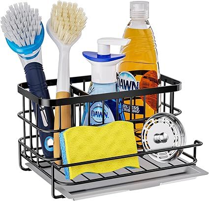 Hapirm Sink Caddy, Kitchen Sponge Holder for Sponge Dish Brush Soap with Drain Tray, Sponge Holde... | Amazon (US)