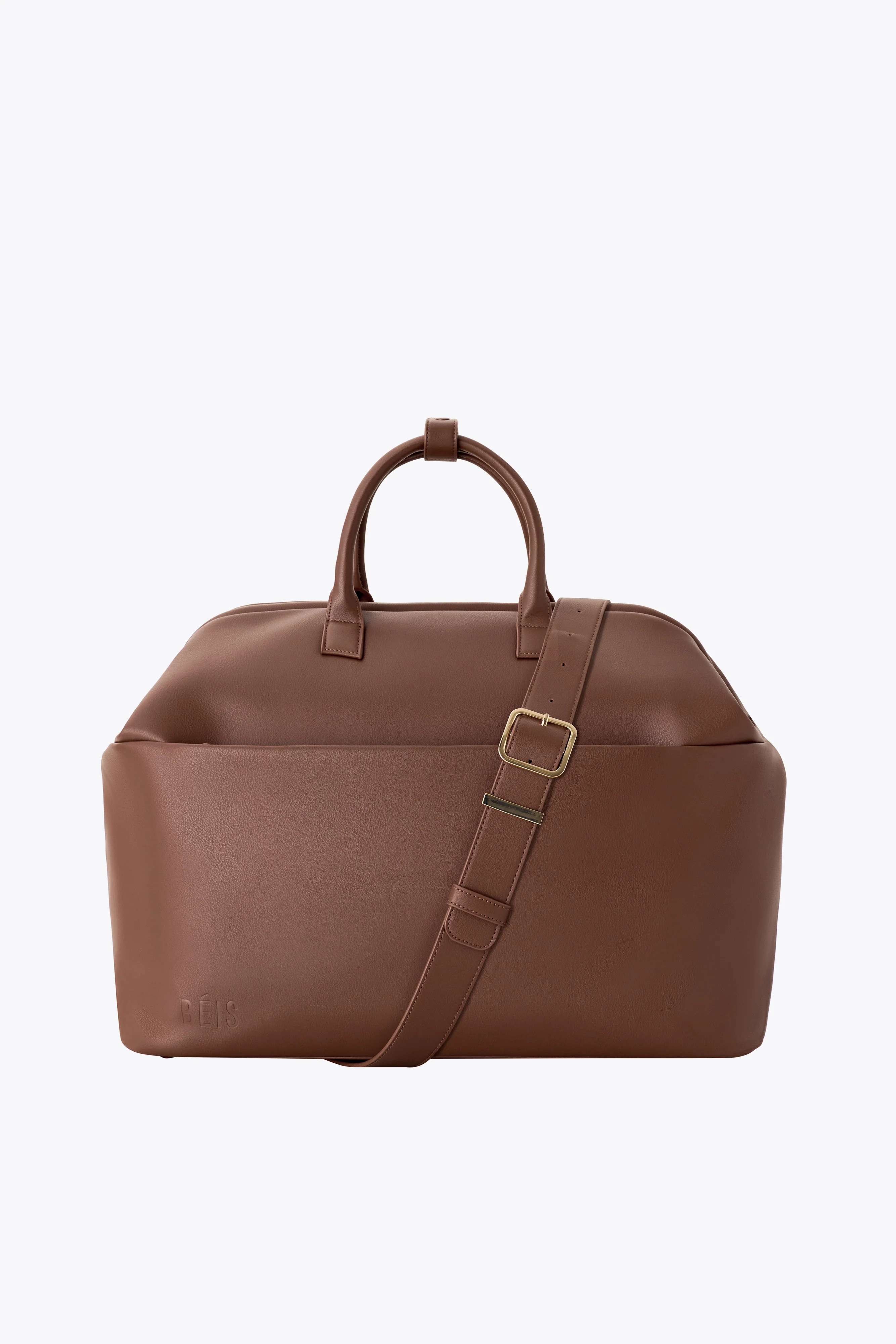 BÉIS 'The Essential Weekender' in Maple - Brown Weekender Bag & Overnight Bag with Wide Opening | BEIS