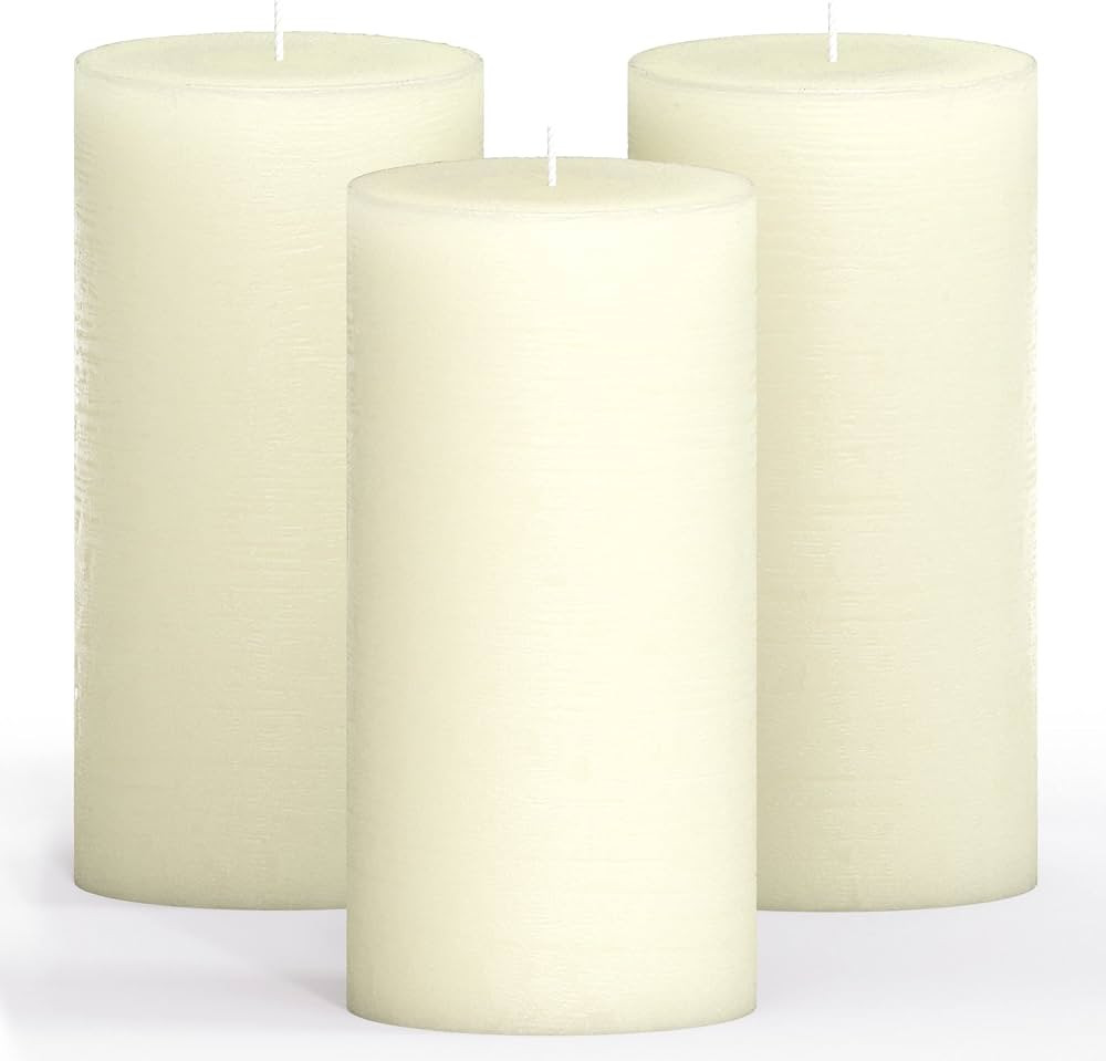 CANDWAX 3x6 Pillar Candles Set of 3 - Decorative Rustic Candles Unscented and Dinner Candles - Id... | Amazon (US)