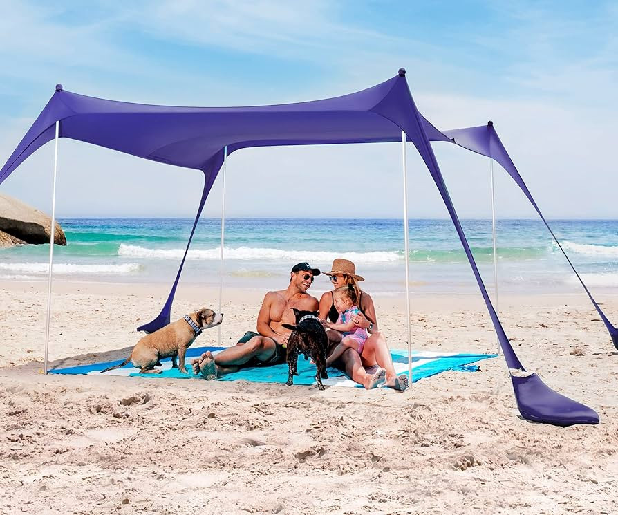 SUN NINJA Pop Up Beach Tent Sun Shelter UPF50+ with Sand Shovel, Ground Pegs and Stability Poles,... | Amazon (US)