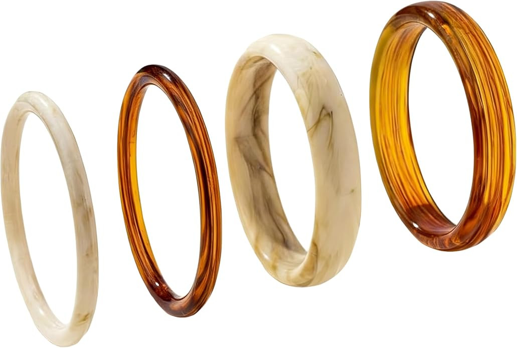 4 Pcs Acrylic Bangles Bracelets for Women, Chunky Irregular Geometric Resin Bangle Set, Wide Stat... | Amazon (US)