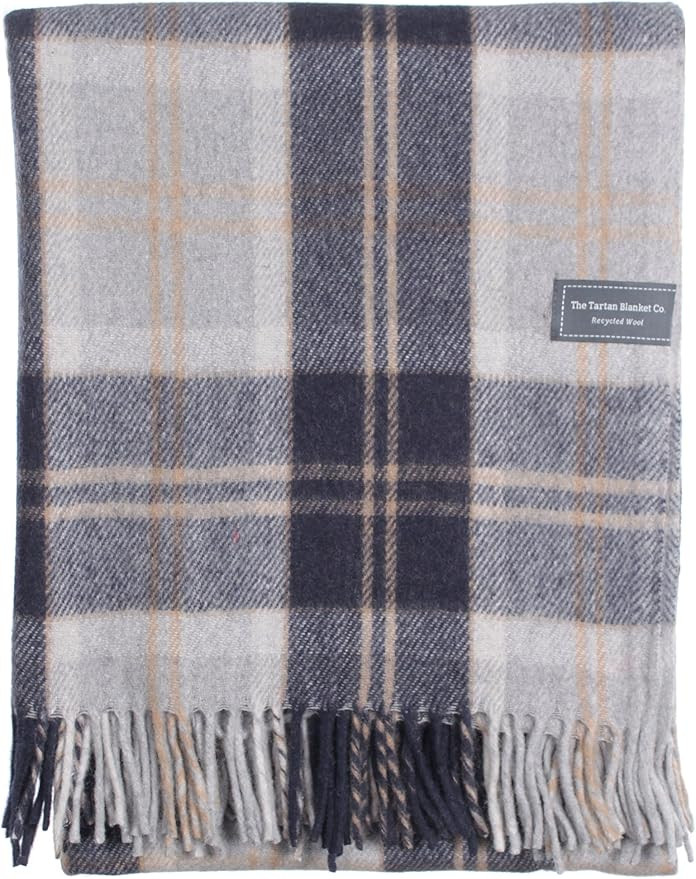 The Tartan Blanket Co. Recycled Wool Blanket Bannockbane Silver Tartan (59" x 75") | Amazon (US)