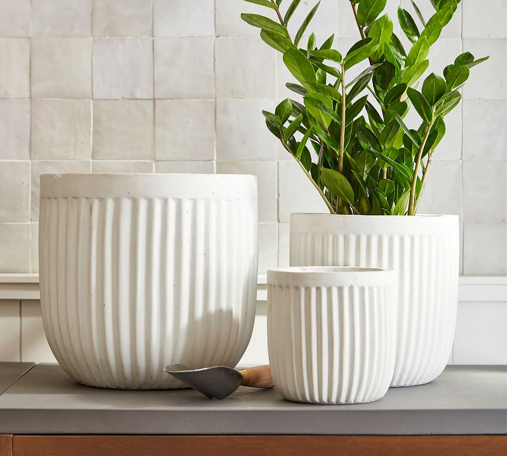 Concrete Fluted Outdoor Planters | Pottery Barn (US)