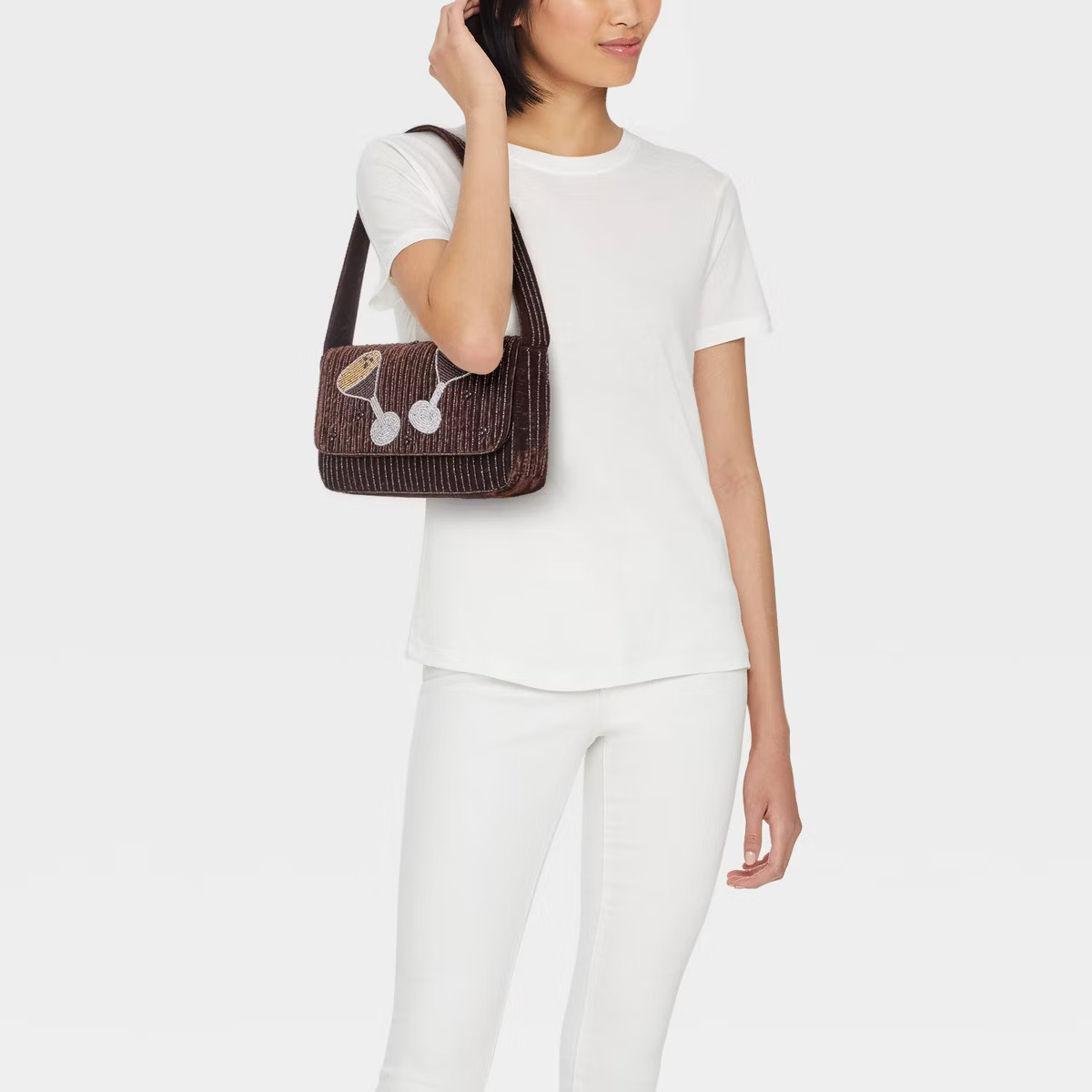 Embellished Espresso Martini Flap Shoulder Bag - A New Day™ Brown | Target