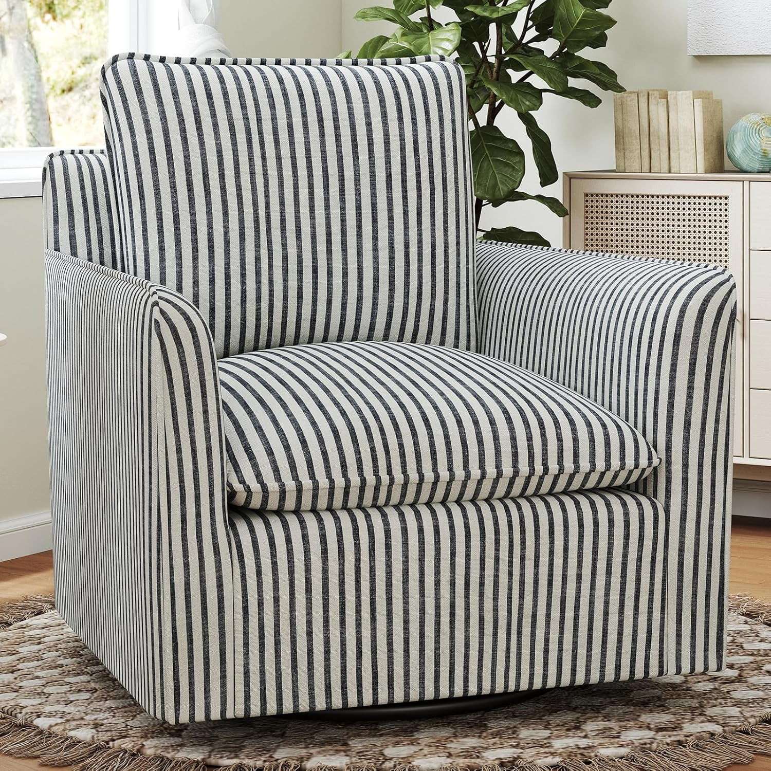 Bonzy Home Swivel Accent Chair, Modern Wide Armchair with Thick Backrest & Cushion, Upholstered S... | Walmart (CA)