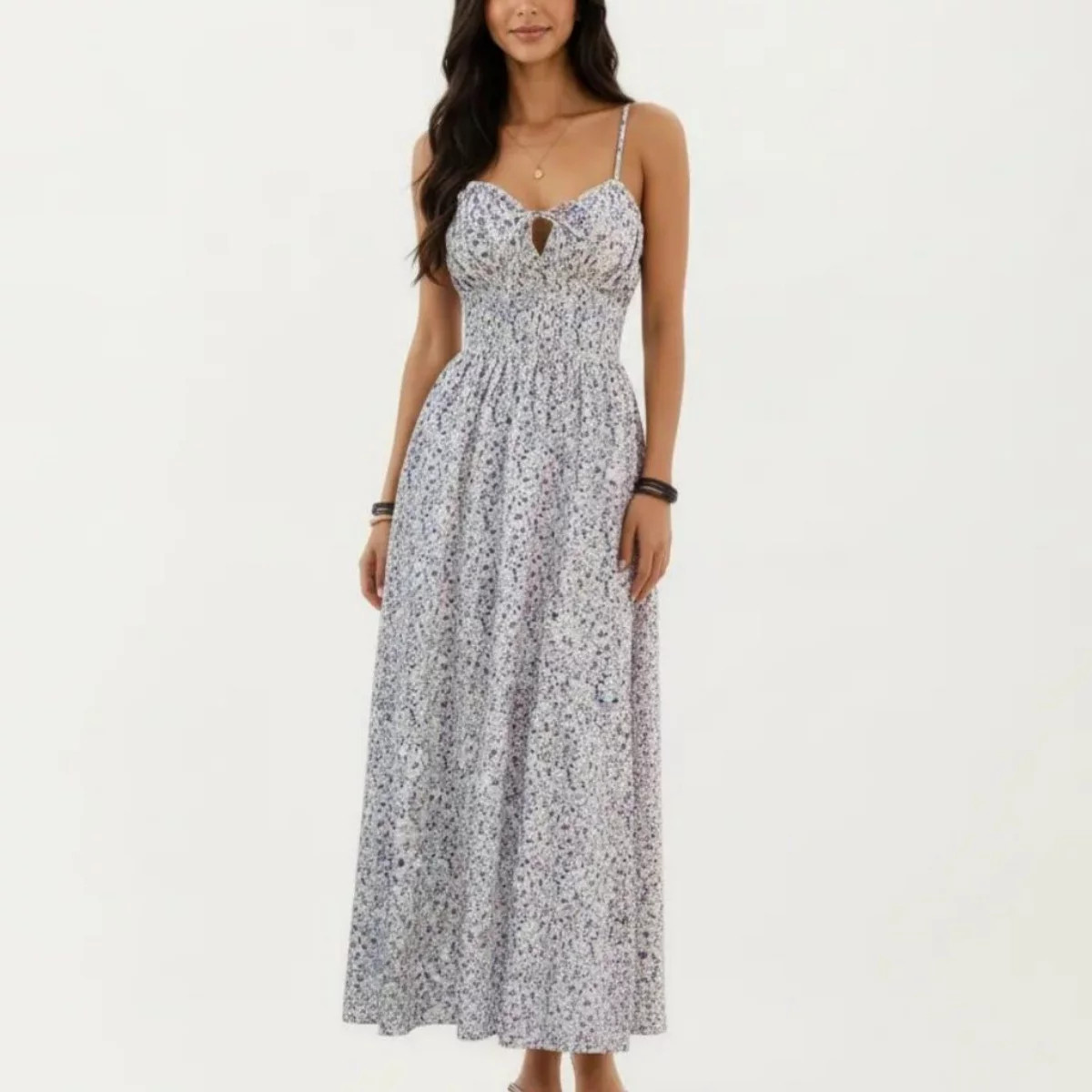 Anna-Kaci Women's Sleeveless Floral Maxi Dress with Spaghetti Straps Smocked Waist and Flowy A-Li... | Target