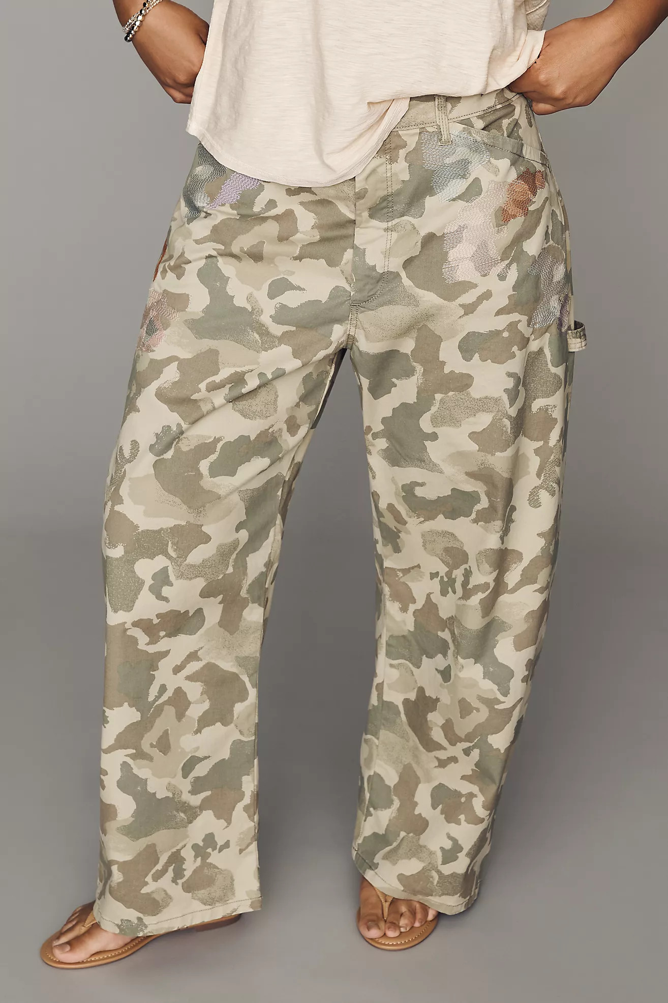 Pilcro Kayden Camo High-Rise Carpenter Barrel Pants | Anthropologie (US)
