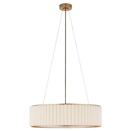 Visual Comfort Palati Modern Antique Brass Linen Shade Hanging Shade - Large | Kathy Kuo Home