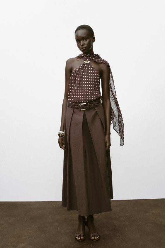 BELTED MIDI A-LINE SKIRT | Zara US