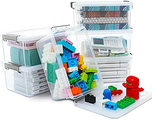 Citylife 6 Packs Small Storage Bins with Lids 3.2 QT Plastic Storage Containers for Organizing St... | Amazon (US)