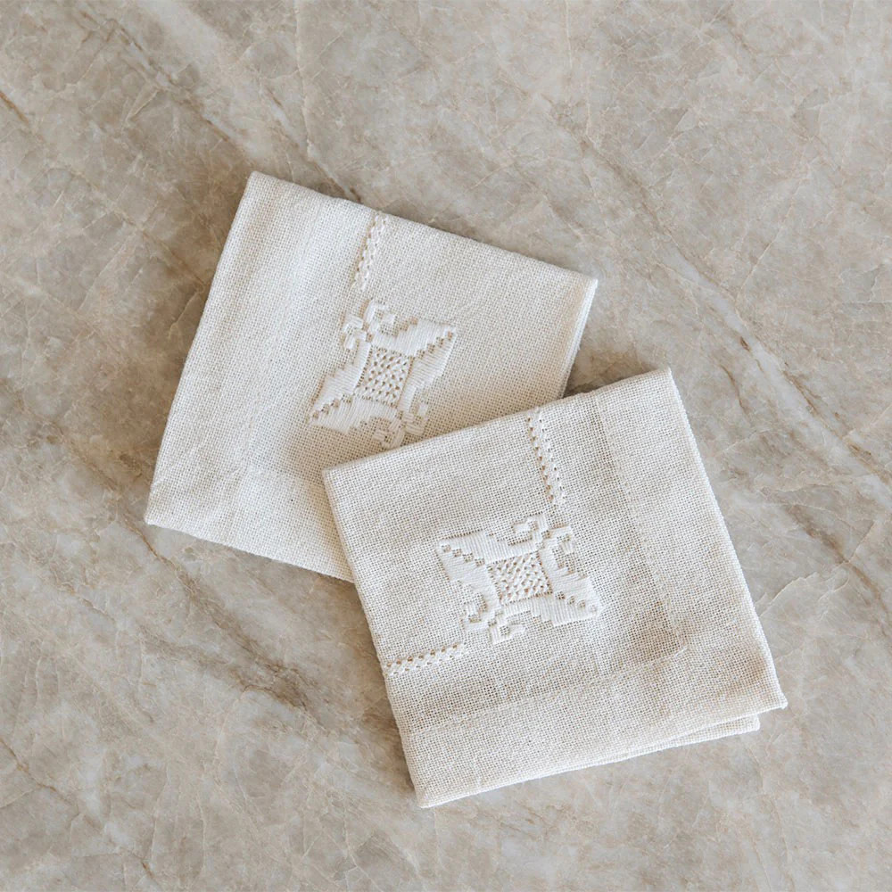 Handcrafted Needlework Napkin Set | Roan Iris