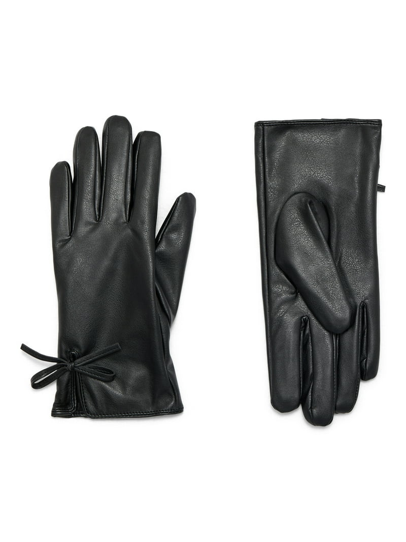 Time and Tru Bow Accent Faux Leather Gloves | Walmart (US)
