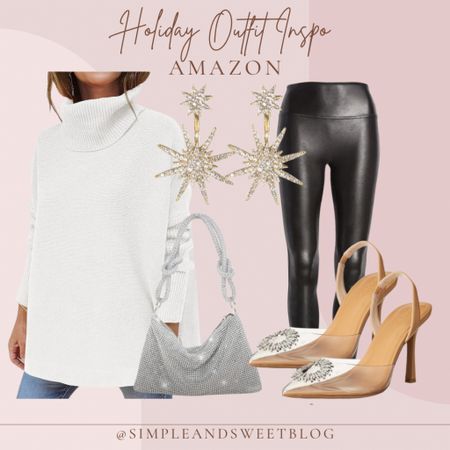 Holiday outfit inspo! You really can’t go wrong with a pair of faux leather leggings, a legging, friendly sweater, and some sparkle in your accessories!

#LTKHoliday #LTKSeasonal #LTKstyletip
