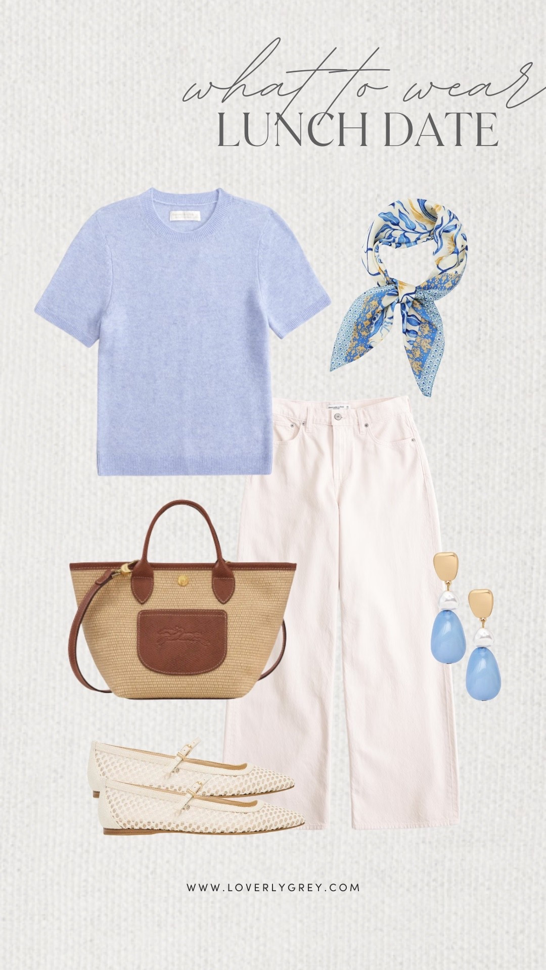 Loverly Grey, what to wear for a lunch date. I am loving this simple short sleeve sweater paired with white Abercrombie pants. Accessorize the look with the patterned scarf, blue earrings from Target, and Mary Jane flats. Loverly Grey, what to wear, lunch date 

#LTKSeasonal #LTKootd #LTKgrwm
