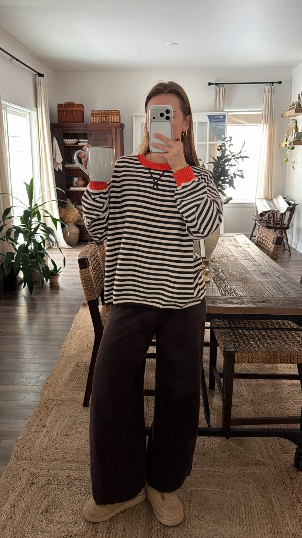 2/11/26 My current everyday morning uniform 🤍 This striped Aerie top is one of those pieces I throw on constantly — soft, easy, and perfect for slow mornings at home. Pairing it with these Aerie lounge pants I’ve been living in lately. (Wearing size s in top & bottom) 

#LTKgrwm #LTKootd #LTKmorningroutine