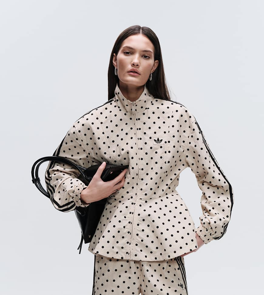 adidas Originals x ASOS polka dot track jacket in stone-Neutral | ASOS (Global)