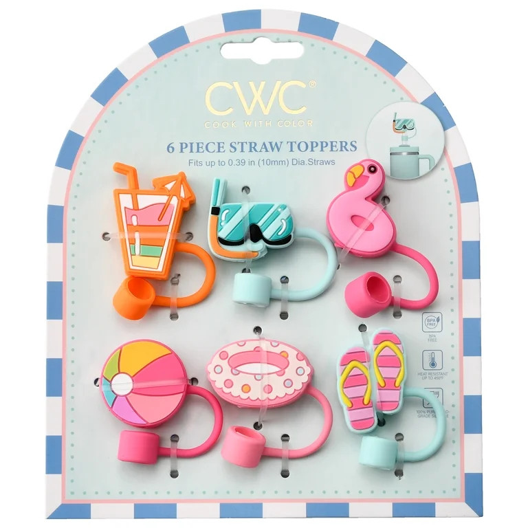 Cook With Color 6 Pc Straw Topper, Scuba | Walmart (US)
