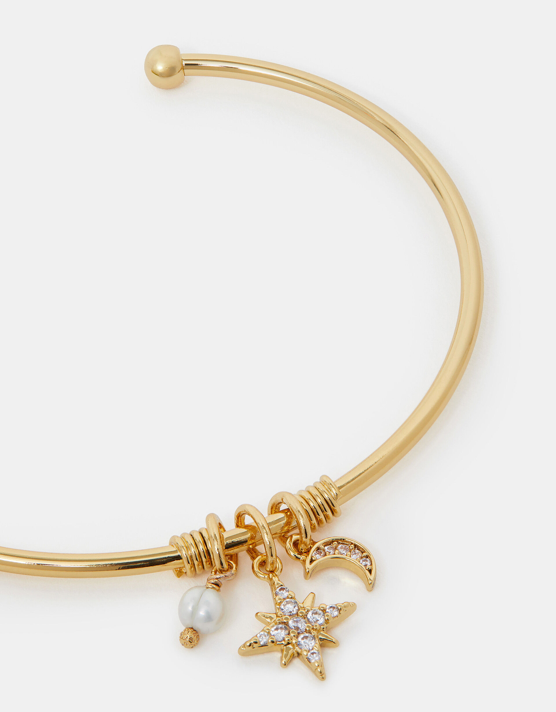 14ct Gold-Plated Thin Charm Cuff Bracelet | Accessorize (Global)