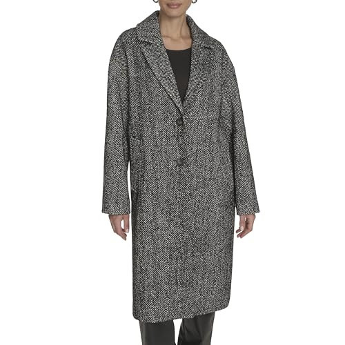 Levi's Women's Single Breasted Top Coat, Black/White Herringbone, Large | Amazon (US)