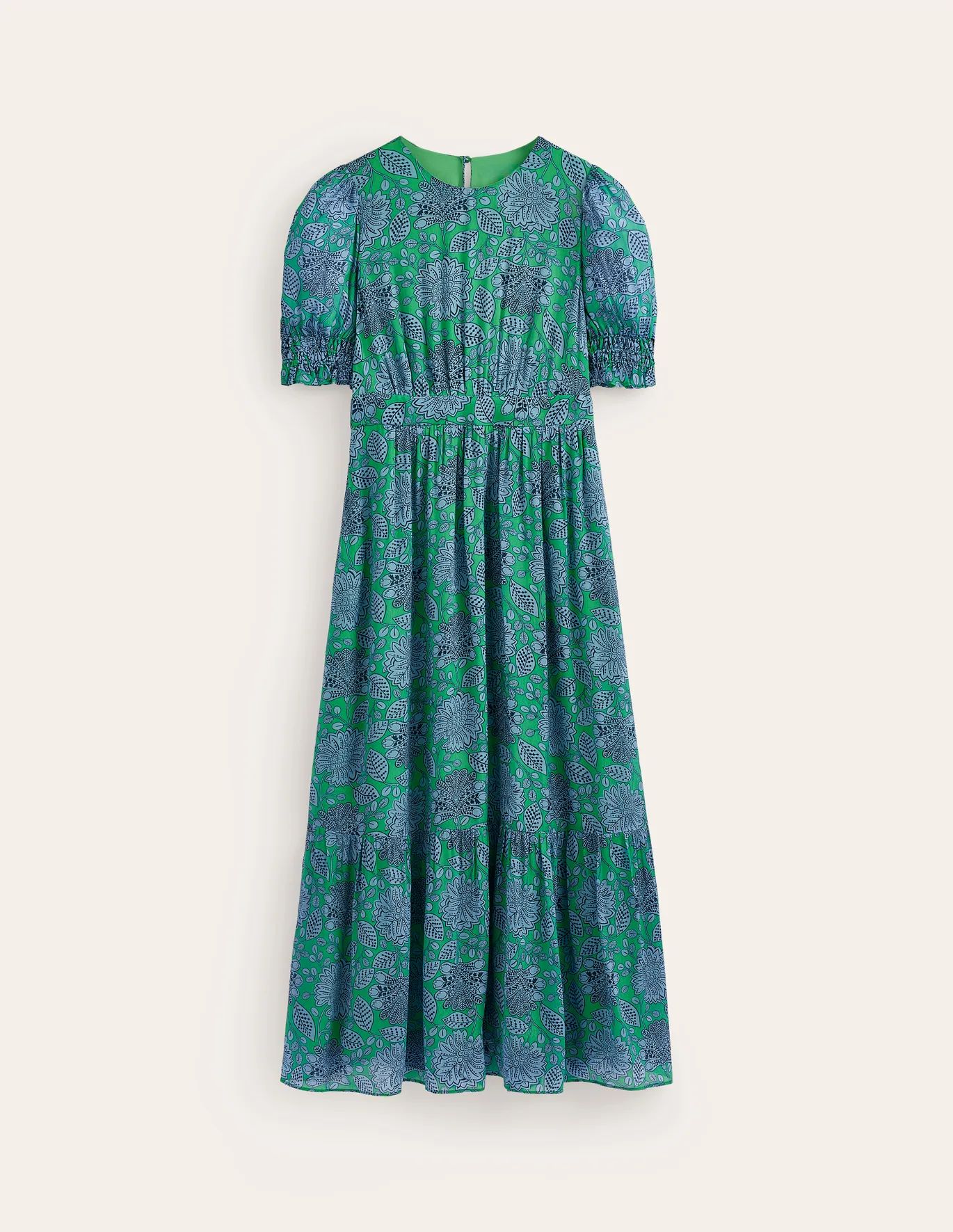 Smocked Cuff Maxi DressMing Green, Gardenia Swirl | Boden (US)