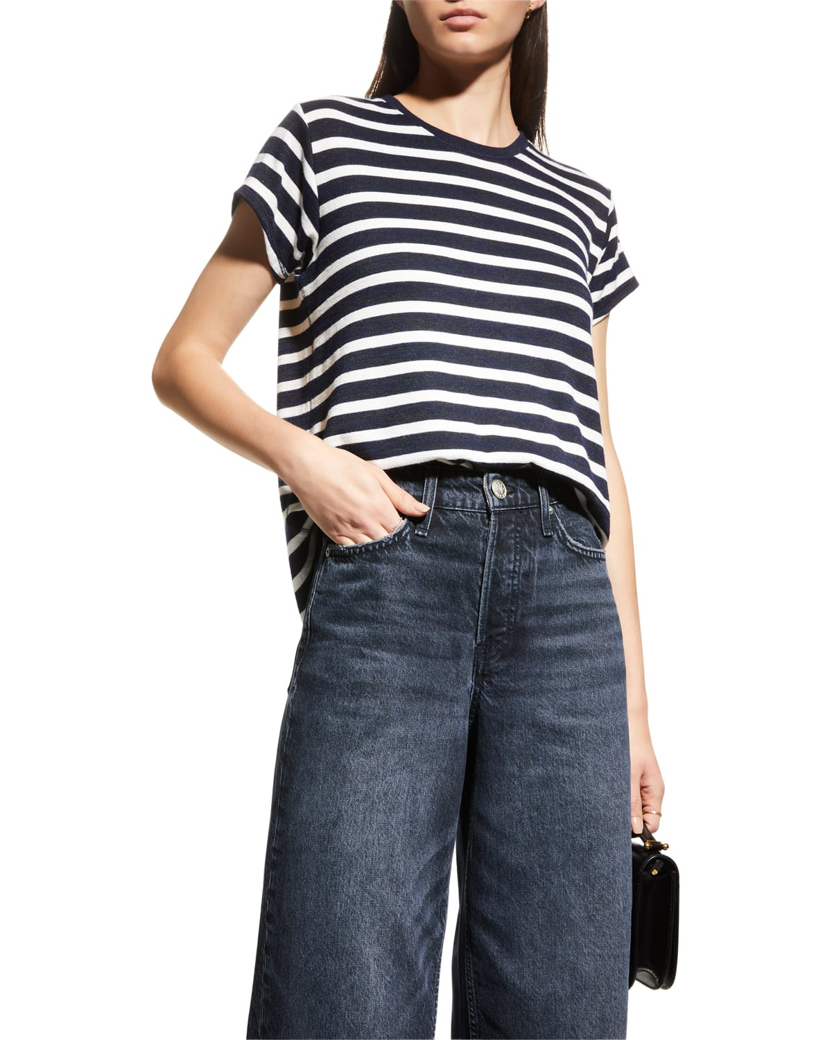 The Knit Stripe Tee Crewneck T-Shirt | Neiman Marcus